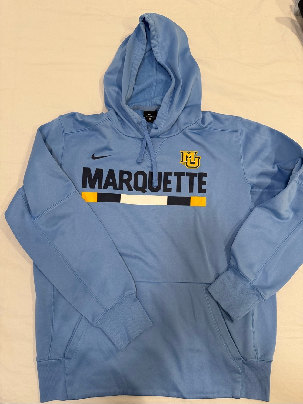Nike Light Blue Marquette Pullover Hoodie with Navy & Gold Accents